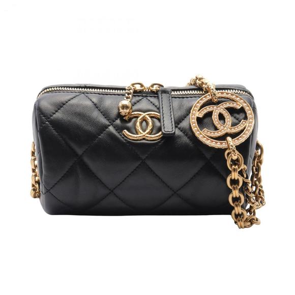 CHANEL Handbags - CHANEL Bowling Bag Matelasse Shoulder Leather Women's Black AS3384